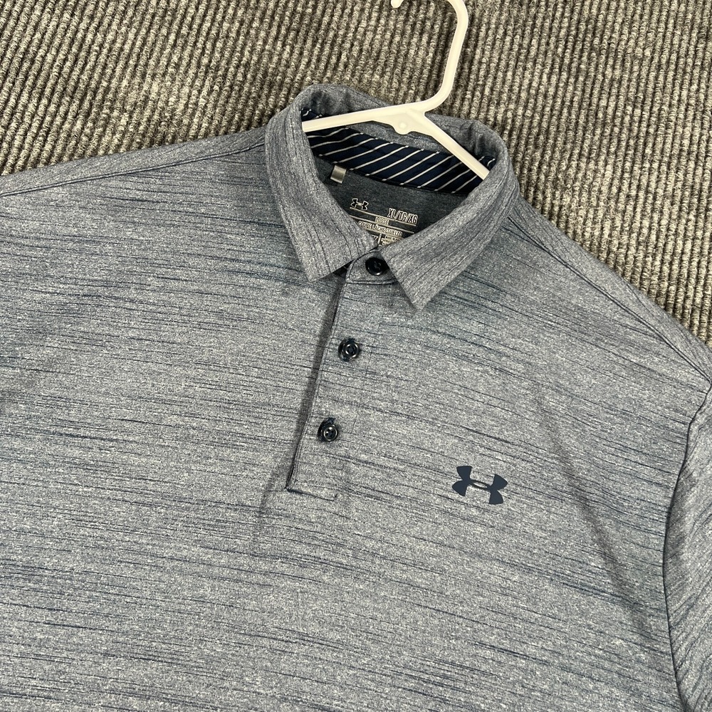 Under Armour Polo Shirt Mens XL Extra Large Blue Short Sleeve Loose Fit Golf